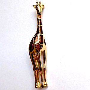 Vintage Giraffe Brooch Gold & Enamel Pin